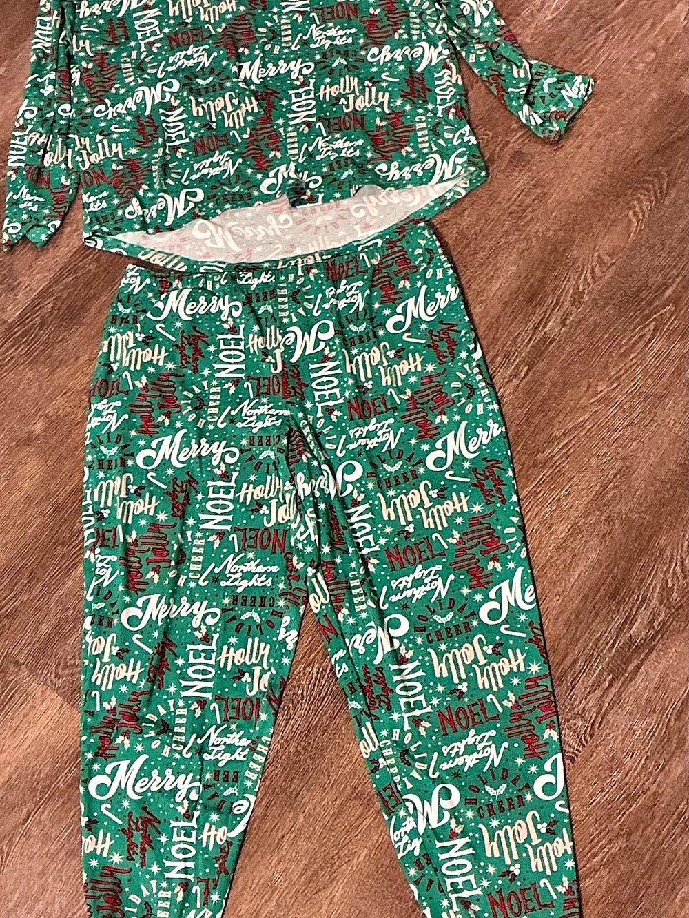 Joyspun Christmas pajama set Green women’s Large Like New